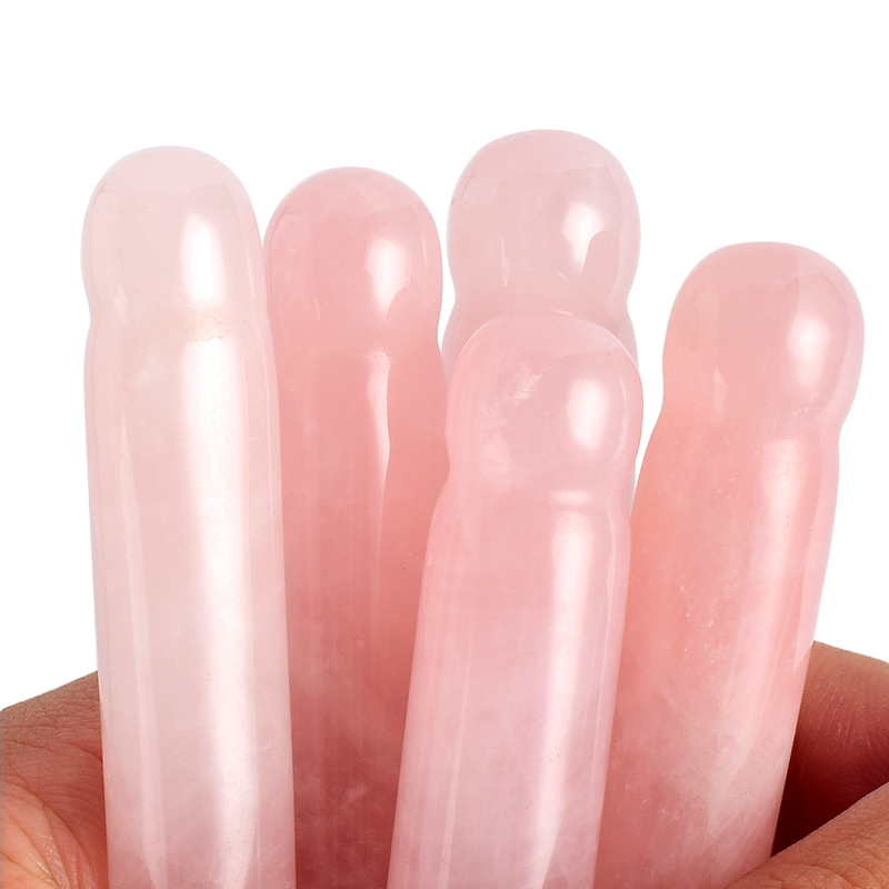 Natural Rose Quartz Guasha Scraping Massage Tool, Massage Wand for Acupuncture Therapy Stick 