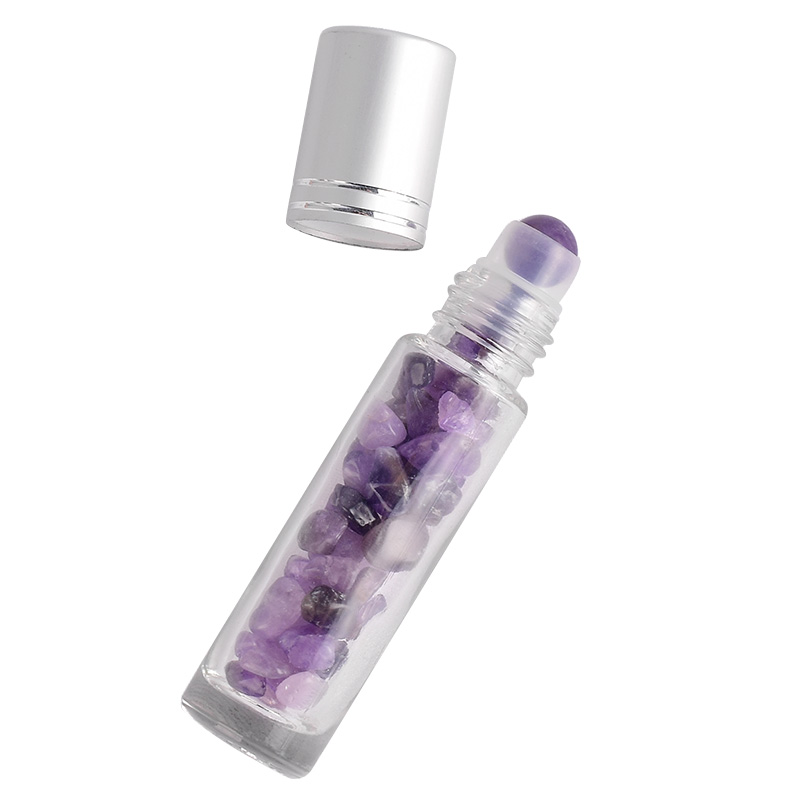 10ML Essential Oil Glass Crystal Roller Ball Bottle Natural Semiprecious Stones Transparent Glass Roll-on Bottles