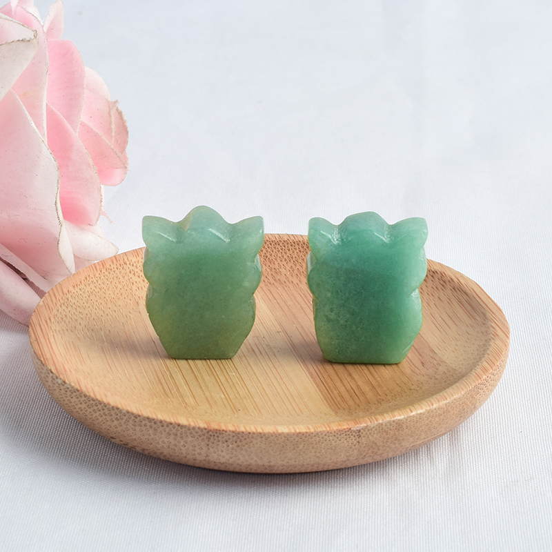 Hand Carved Natural Green Aventurine Stone Mini owl figurines Figurines 