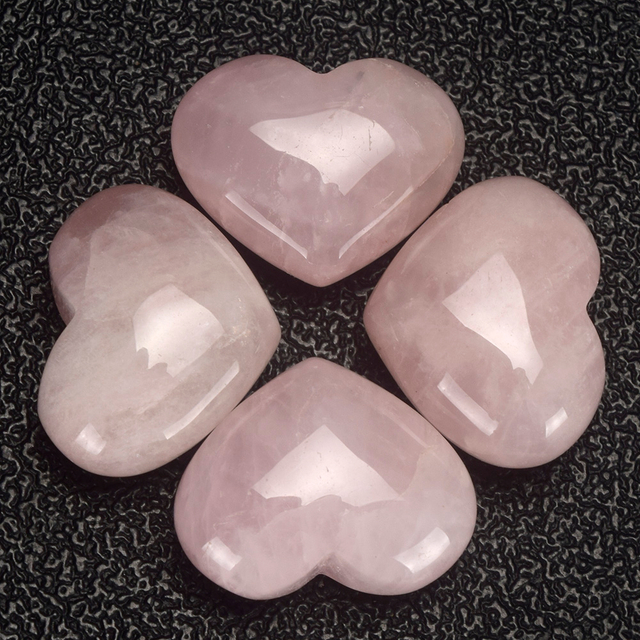 20mm 30mm 35mm Rose Quartz Heart Figurine Gemstone Beads Natural Jade Hearts