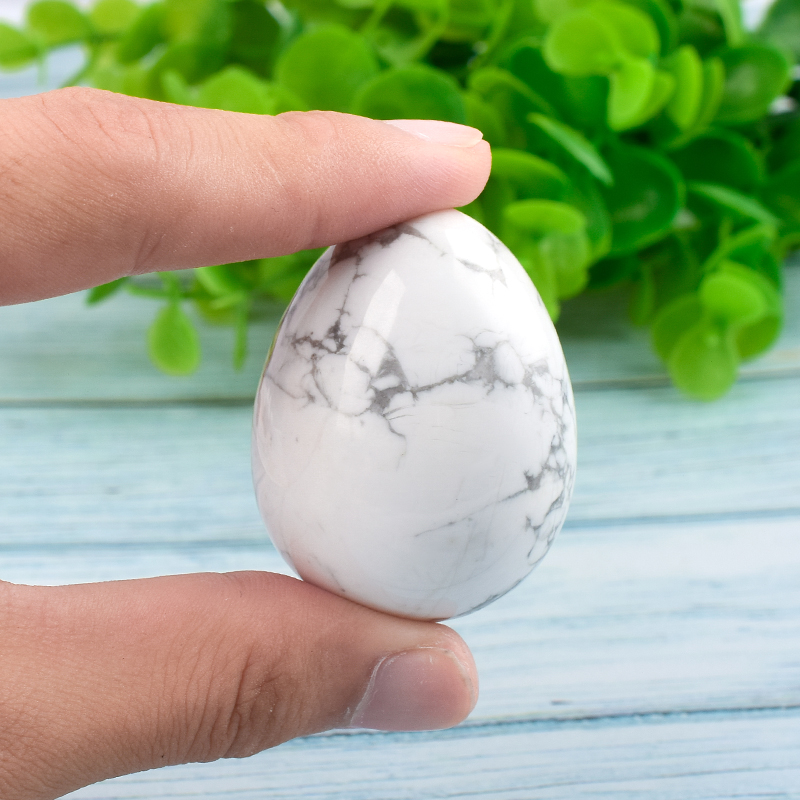 Undrilled White Howlite Stone Yoni Eggs Massage Jade egg to Train Pelvic Muscles Kegel Exercise