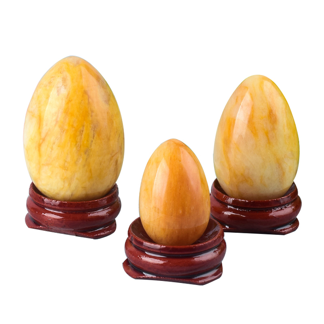 Undrilled Yellow Jade Yoni Eggs Massage Jade egg to Train Pelvic Muscles Kegel Exercise