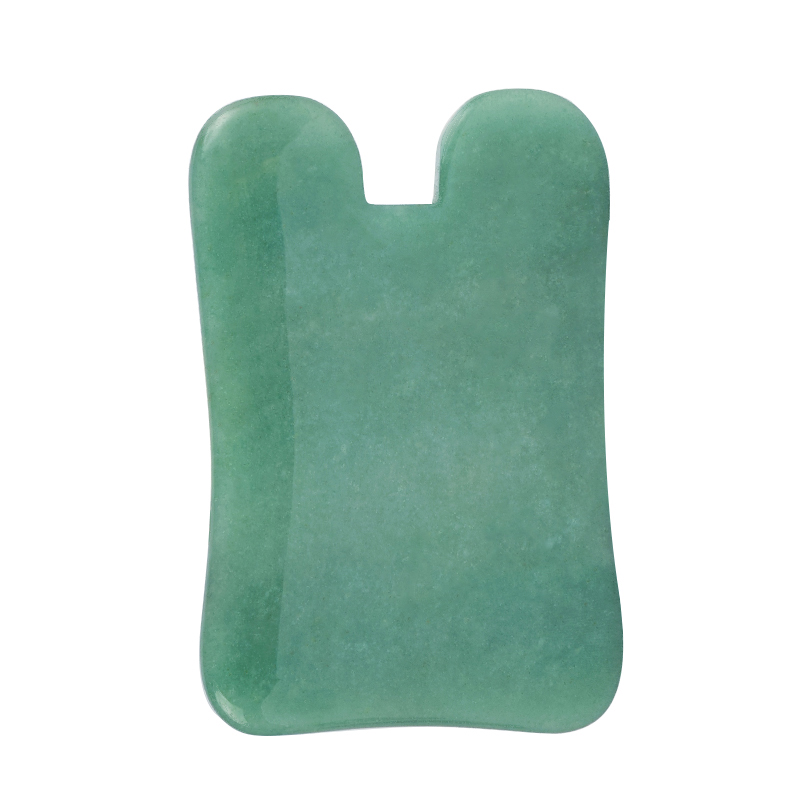 N-Shaped Green Aventurine Gua Sha Scraping Massage Tool, Natural Jade Guasha Board for SPA Acupuncture Treatment, Reducing Neck and Muscle Pain