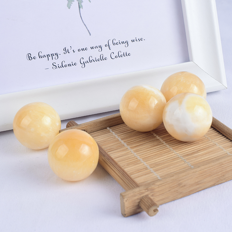 Natural Yellow Jade Stone Crystal Ball Sphere 