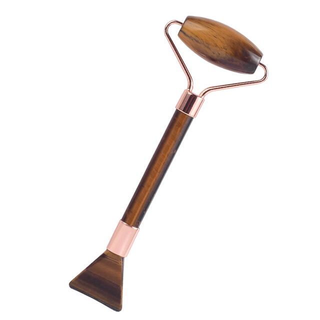 2 into 1 Tiger Eye Face Roller and Shovel Design Facial Beauty Guasha Multi-Function Beauty Tools 