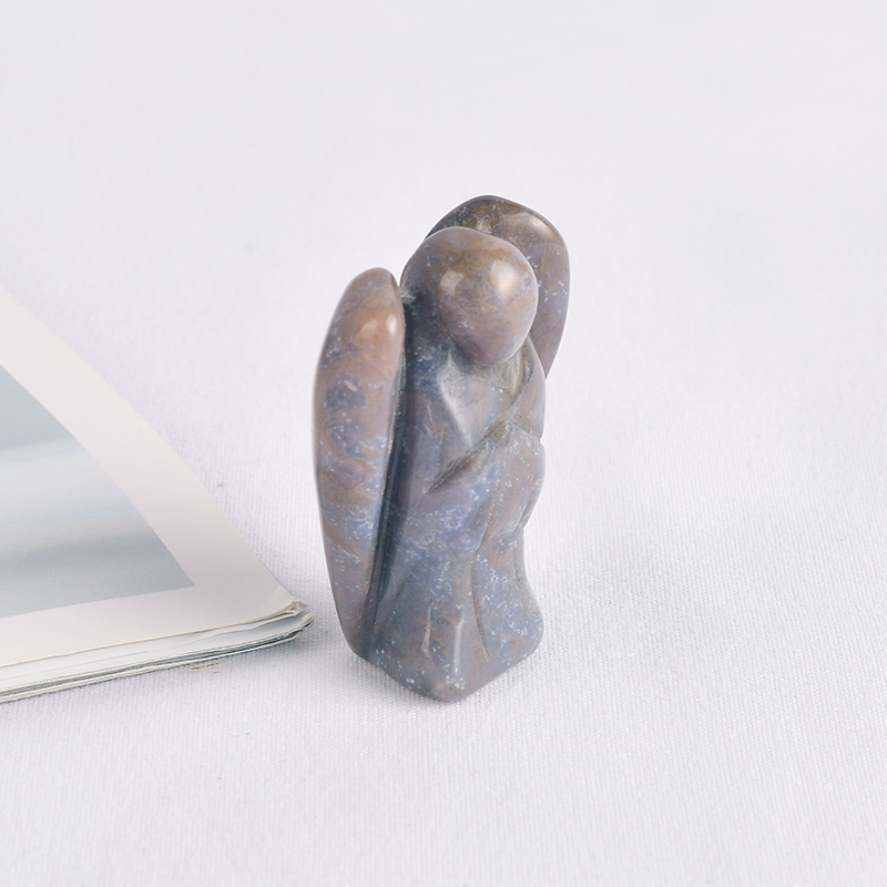 1.5 Inch India Agate Stone Small Carved Crystal Angel Figurine