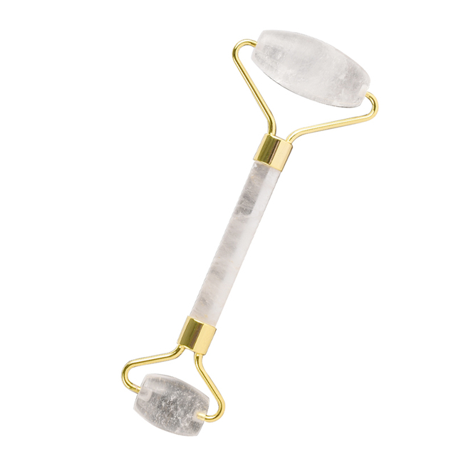 Rock Quartz Face Roller , 100% Natural Rock Quartz Massage Roller for Wrinkles, Anti Aging Facial Massager 