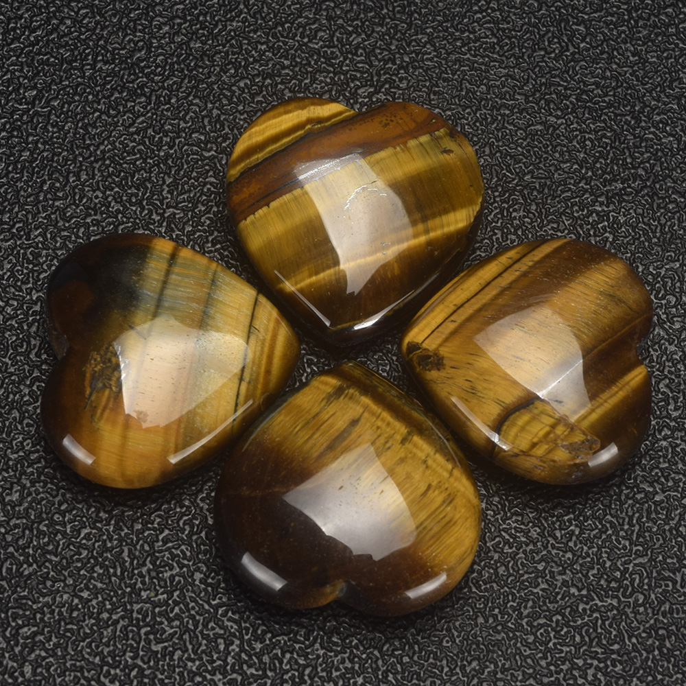 20mm 30mm 35mm Tiger Eye Heart Figurine Gemstone Beads Natural Jade Hearts