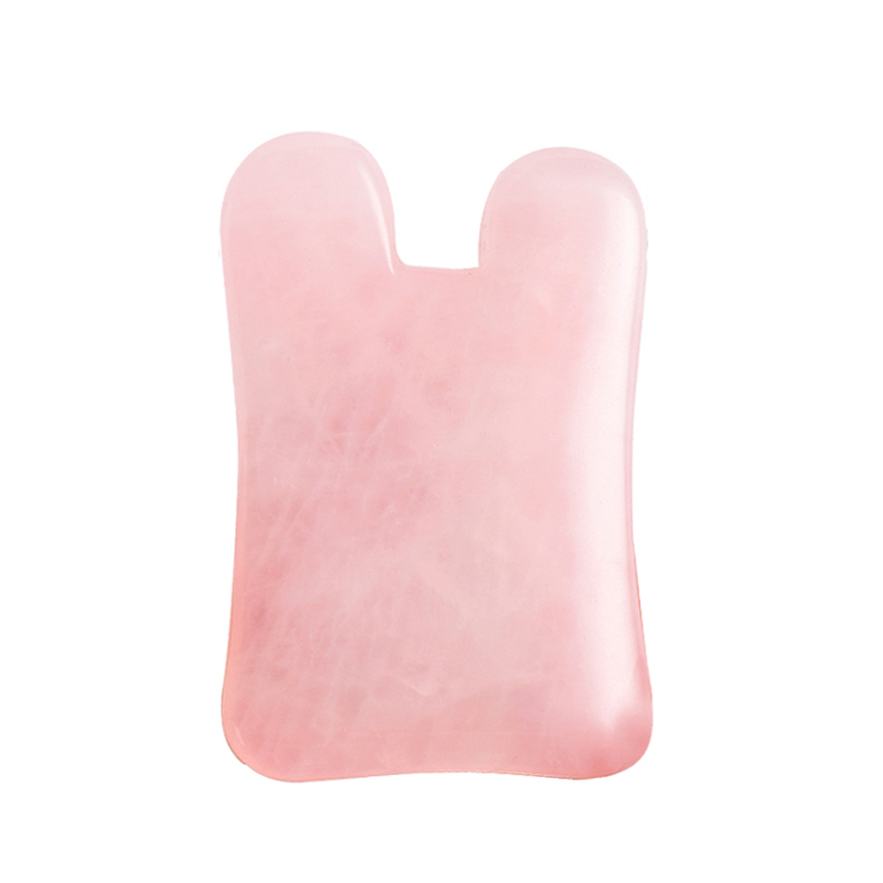 N-Shaped Rose Quartz Gua Sha Scraping Massage Tool, Natural Rose Quartz Guasha Board for SPA Acupuncture Treatment, Reducing Neck and Muscle Pain