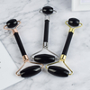Black Obsidian Roller for Face - Black Obsidian Roller Real 100% Jade - Face Massager for Wrinkles, Anti Aging Facial Massager
