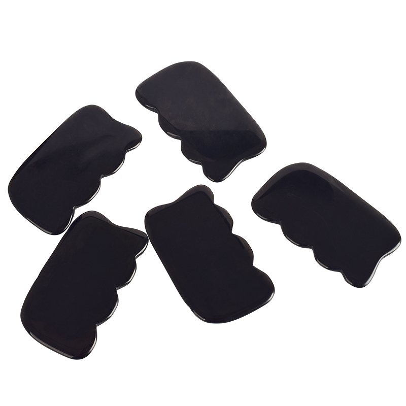 Wave Shaped Black Obsidian Gua Sha Scraping Gua Sha Board for SPA Acupuncture Treatment, Reducing Neck and Muscle Pain