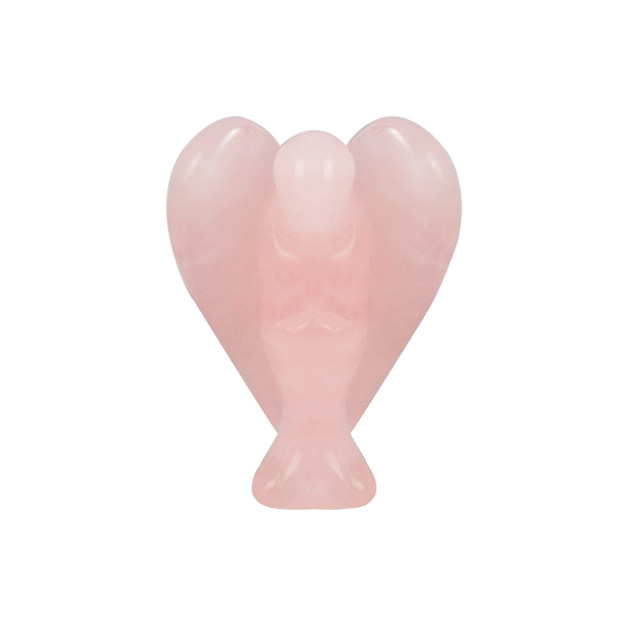 1.5 Inch Rose Quartz Stone Small Carved Crystal Angel Figurine
