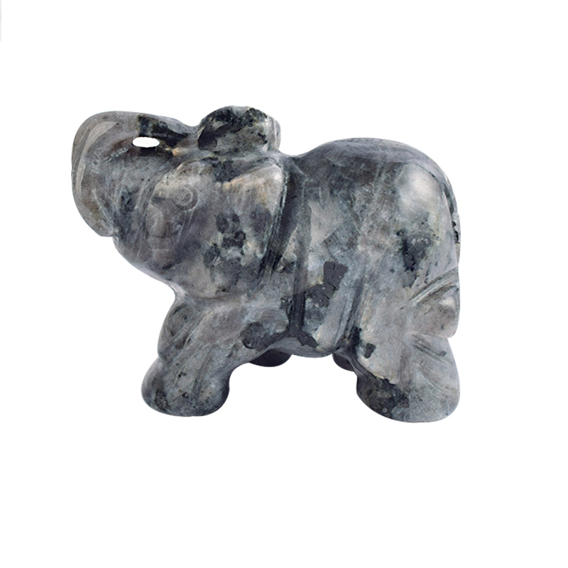 1.5 Inch Hand Carved Labradorite Stone Elephant Crystal Animal Figurines