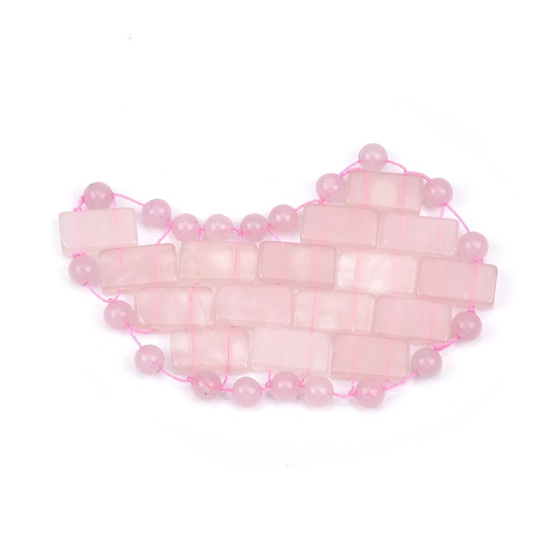 100% Natural Rose Qurtz Eye Pad Mask Luxury Pink Quartz Sleep Jade Stone Eye Mask for Diminish Puffiness And Bags (set).