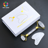 Natural Rock Quartz Roller Gua Sha Set Sales Cheap Price White Face Roller Crystal And Gua Sha Stone Kit with Box (1 Set)